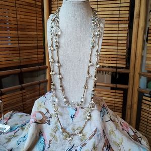Extra Long Acrylic Faceted Acrylic Beads Glass Teardrop Pearls Vintage Necklace